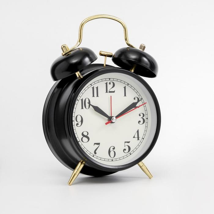 Будильник Будильник "Пеннант", с подсветкой, d-9 см, 17 х 11.5 см, черные