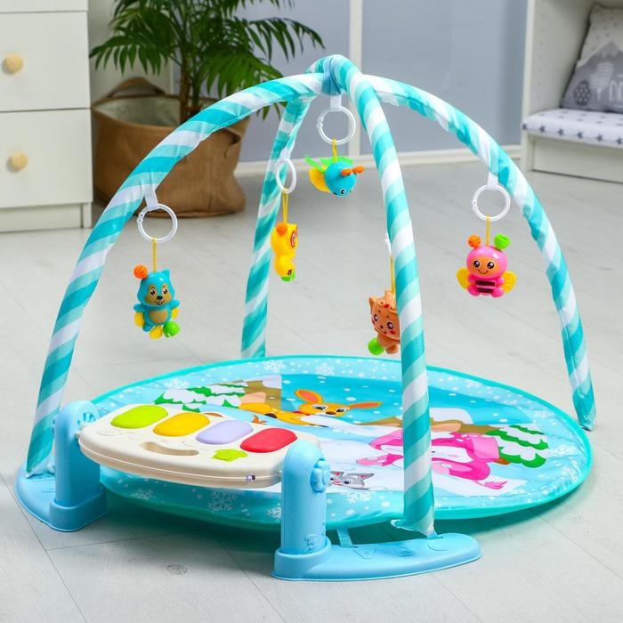 Развивающий коврик «Зимние игры», с пианино, круглый, голубой Развивающий коврик «Зимние игры», с пианино, круглый, голубой