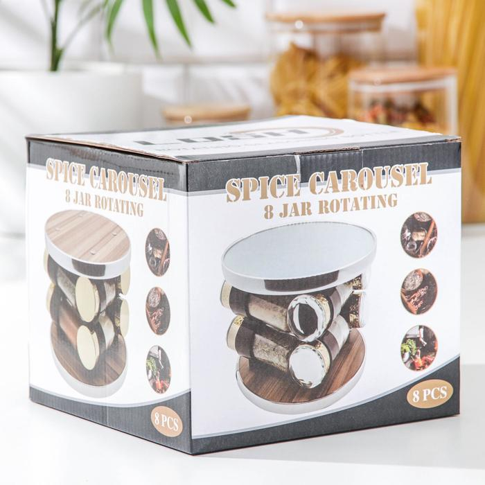 Набор для специй на подставке &laquo;Модерн&raquo;, 30&times;9&times;22 см, ёмкость 90 мл, 4&times;9,5 см, 8 шт