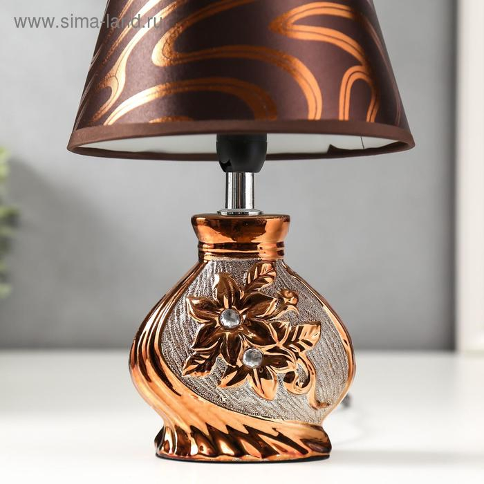 Лампа настольная 16277/1BR+GD Е14 40Вт коричнево-золотой 17х17х26 см RISALUX