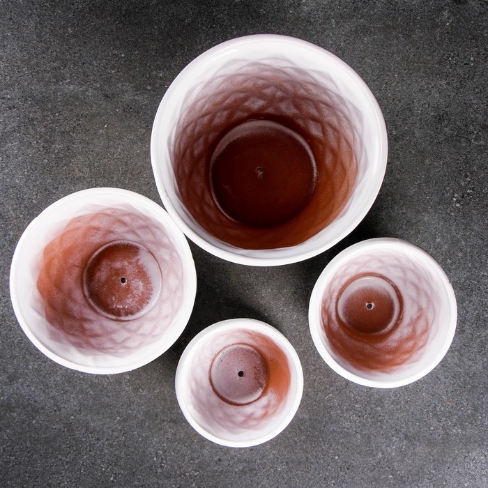 Набор горшков 4 шт. Набор горшков 4 шт. "Шишка" белый, 4л, 1,5л, 1л, 0,5л