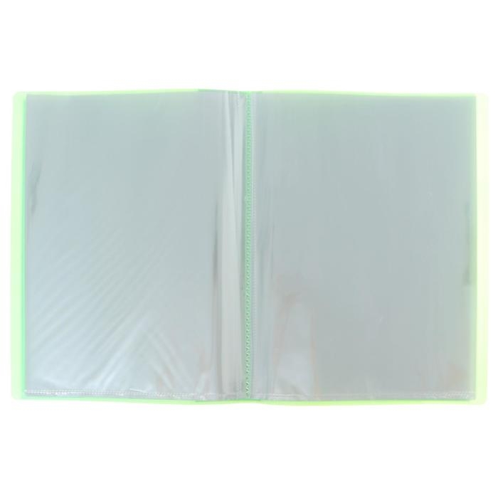 Папка с 40 вкладышами А4, 500 мкм, Calligrata, неон, салатовая Папка с 40 вкладышами А4, 500 мкм, Calligrata, неон, салатовая