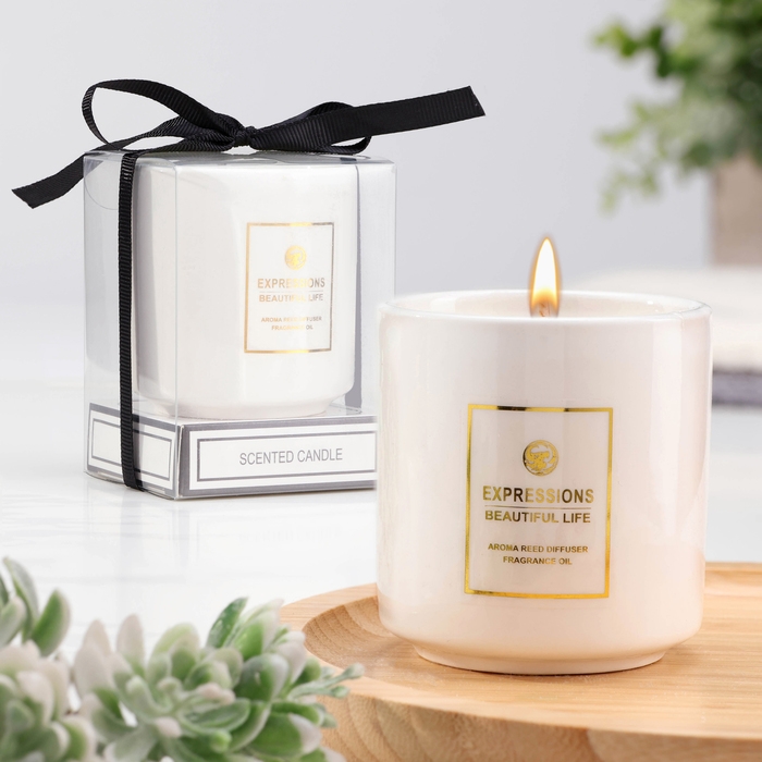 Свеча ароматическая  Свеча ароматическая "Expressions Beautiful Life", ароматические травы, 6,5х9 см