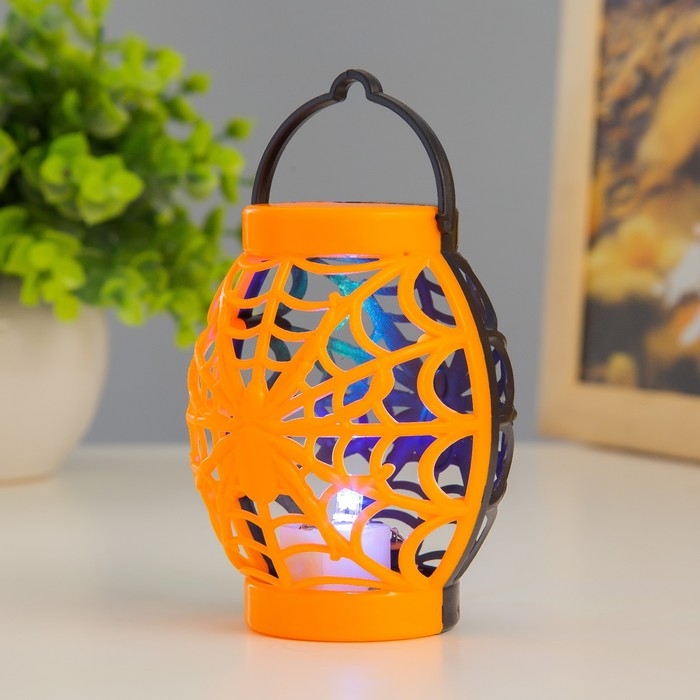 Ночник Ночник "Паутина" LED RGB 3хAG10 оранжевый черный 6х6х9 см RISALUX