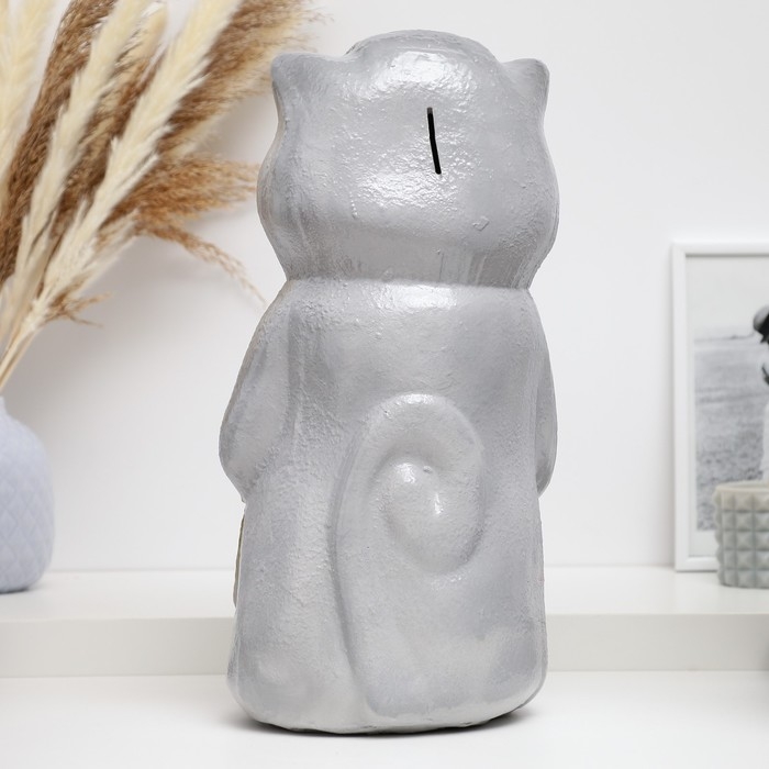 Копилка Копилка "Кот с бантом и рыбкой" серый, 38см