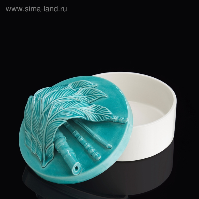 Шкатулка Шкатулка "Перо" бело-бирюзовая, 18 × 18 × 13 см