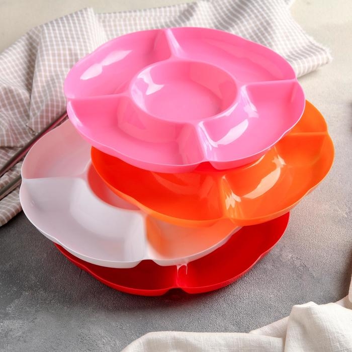 Менажница круглая Доляна «Радуга», 5 секций, 24×2 см, цвет МИКС Менажница круглая Доляна «Радуга», 5 секций, 24×2 см, цвет МИКС