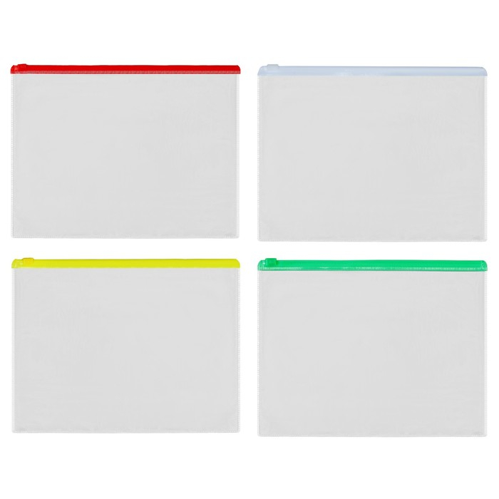 Набор папка-конверт на молнии 12 штук, формат А4 120мкр прозрачная, размер молнии 33 х 23,7см Набор папка-конверт на молнии 12 штук, формат А4 120мкр прозрачная, размер молнии 33 х 23,7см