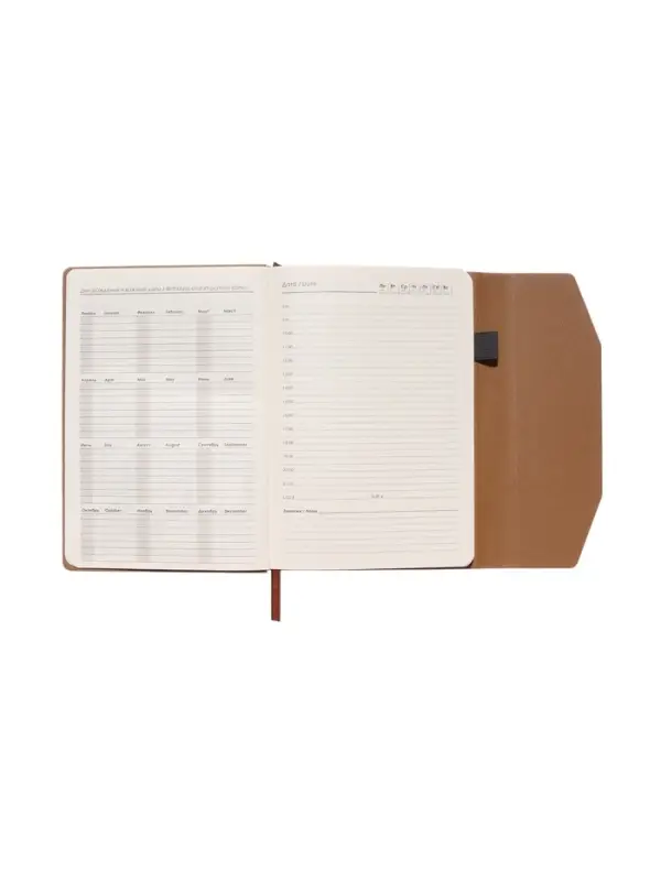 Ежедневник недатированный формат А5, с клапаном, 112л, линия, пвх, Бежевый Ежедневник недатированный формат А5, с клапаном, 112л, линия, пвх, Бежевый