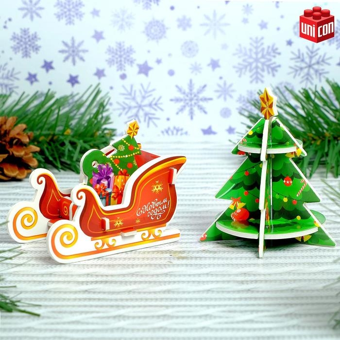 3D Конструктор-подвеска «Ёлка и сани» 3D Конструктор-подвеска «Ёлка и сани»