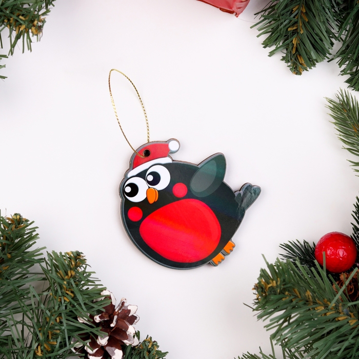 Ёлочная игрушка двусторонняя Ёлочная игрушка двусторонняя "Снегирь", 9х6 см