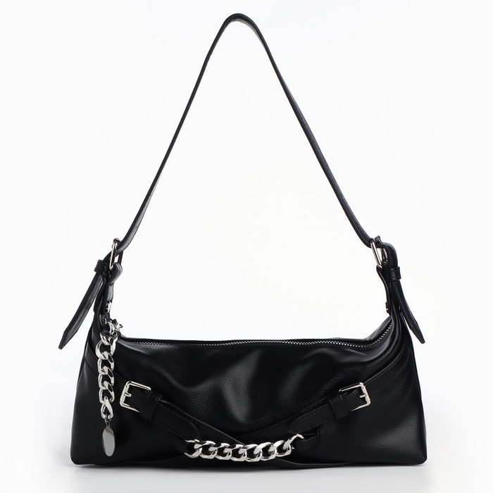 Сумка женская с цепями, 28*12*6 см, цвет чёрный Сумка женская с цепями, 28*12*6 см, цвет чёрный