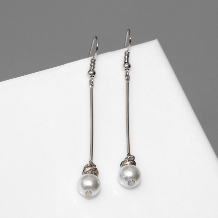 Серьги с жемчугом «Бусинки на палочке», цвет белый Серьги с жемчугом «Бусинки на палочке», цвет белый