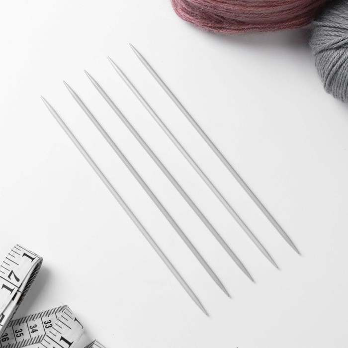 Спицы для вязания, чулочные, с тефлоновым покрытием, d = 3,5 мм, 20 см, 5 шт Спицы для вязания, чулочные, с тефлоновым покрытием, d = 3,5 мм, 20 см, 5 шт