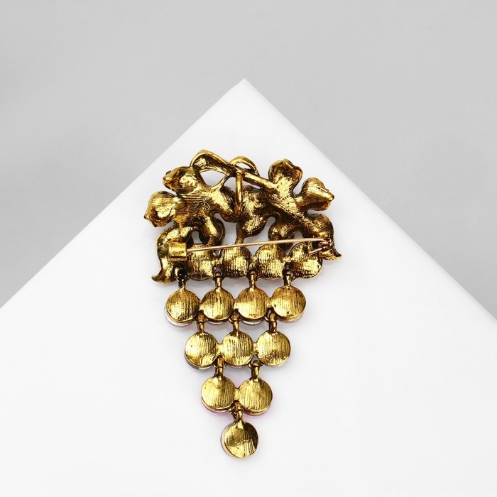 Брошь-кулон «Гроздь» виноградная подвижная, цветная в чернёном золоте Брошь-кулон «Гроздь» виноградная подвижная, цветная в чернёном золоте