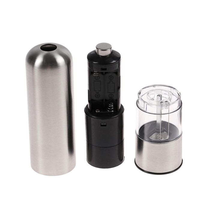 Мельница электрическая Luazon LET-002, металл, от батареек, серебристая Мельница электрическая Luazon LET-002, металл, от батареек, серебристая