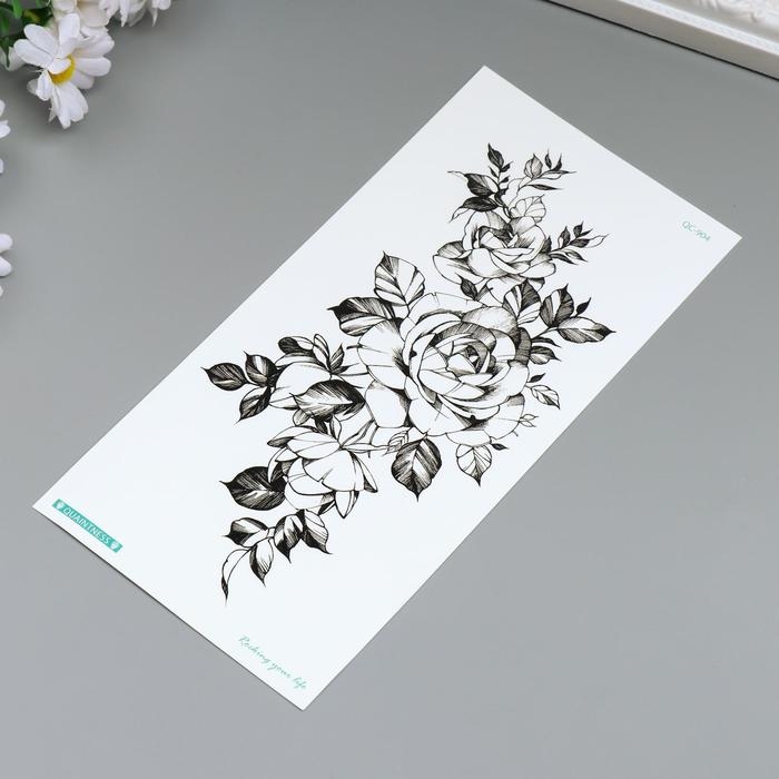 Татуировка на тело чёрная Татуировка на тело чёрная "Розовая ветвь" 21х10 см