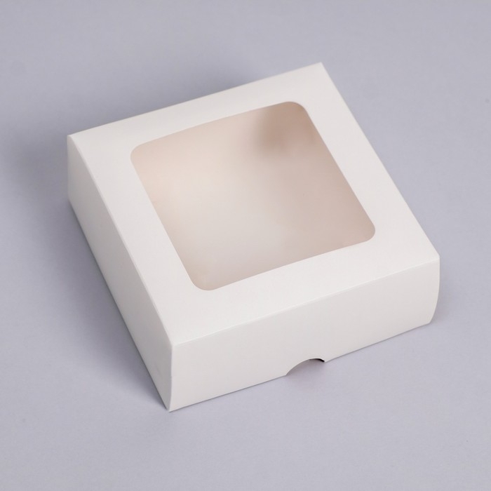 Коробка складная, крышка-дно, с окном, белая, 13 х 13 х 5 см Коробка складная, крышка-дно, с окном, белая, 13 х 13 х 5 см