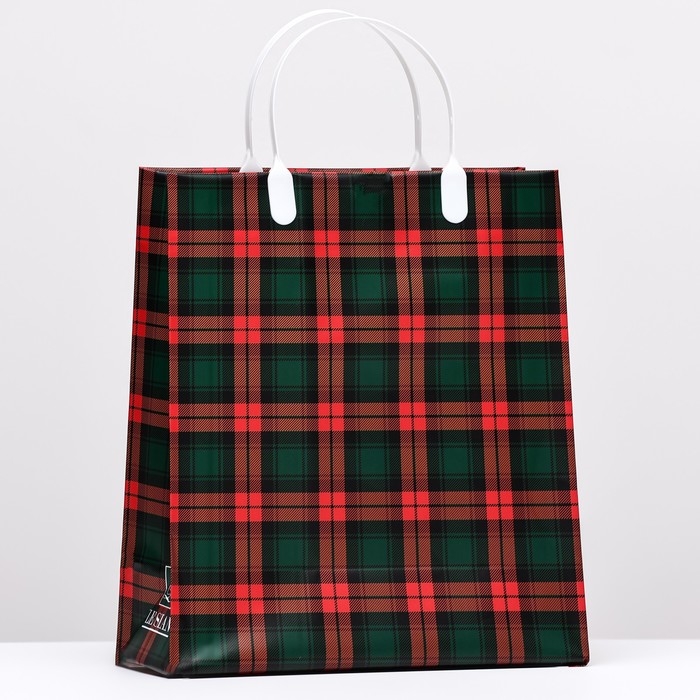 Пакет Пакет "Красно-зеленая клетка", мягкий пластик, 26 x 23 см, 110 мкм