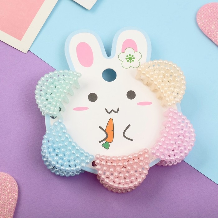 Краб для волос  Краб для волос "Беатрис зайка" (набор 5 шт) дуга, 3 см, микс