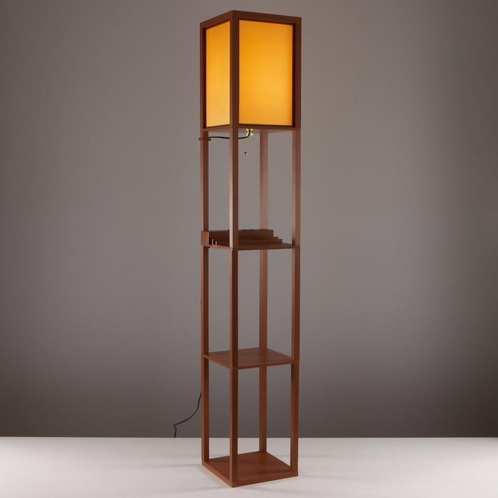 Торшер "Практик" Е27 40Вт 2хUSB коричневый 26х26х159 см