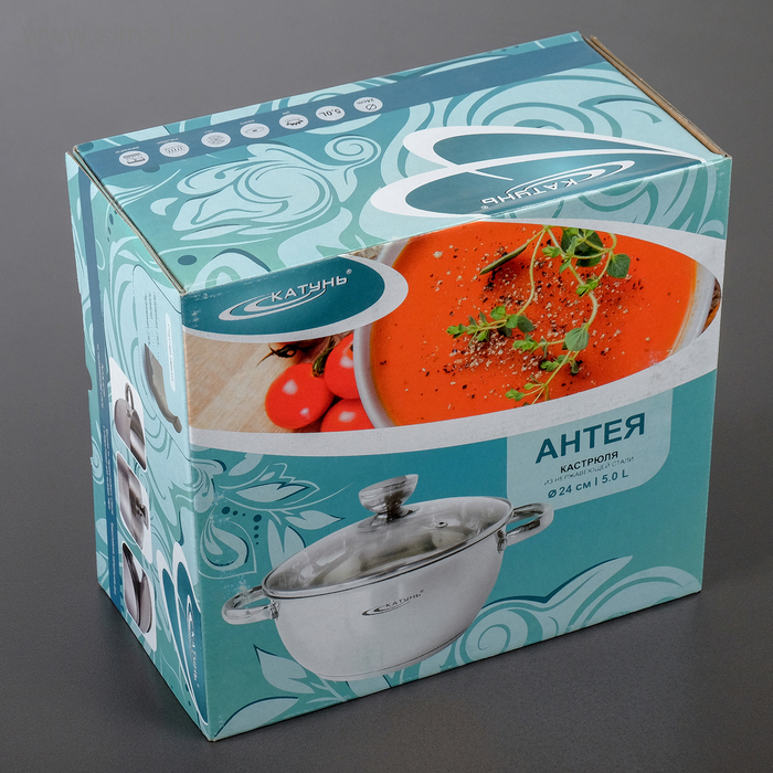 Кастрюля «Антея», 5 л, d=24 см, капсульное дно, индукция Кастрюля «Антея», 5 л, d=24 см, капсульное дно, индукция