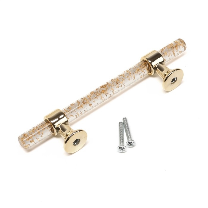 Ручка скоба CAPPIO PK106, м/о 96 мм, D=12 мм, пластик, цвет прозрачно-золотой/золото Ручка скоба CAPPIO PK106, м/о 96 мм, D=12 мм, пластик, цвет прозрачно-золотой/золото