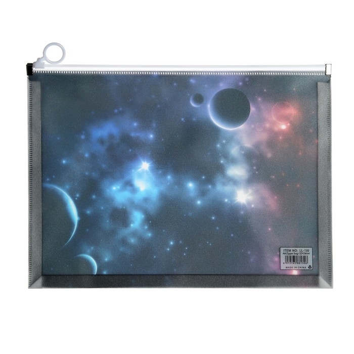 Папка-конверт на молнии формат А4, 180мкр, с рисунком Папка-конверт на молнии формат А4, 180мкр, с рисунком "Космос", МИКС