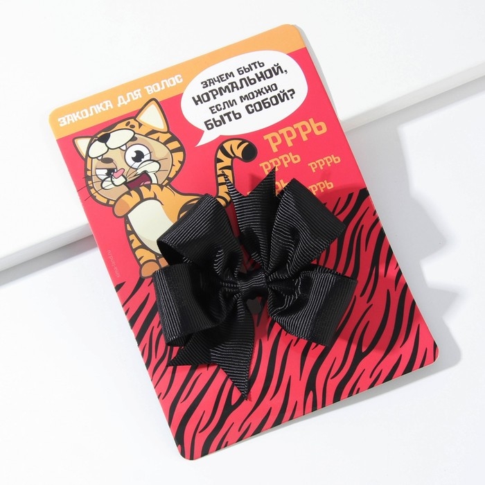 Заколка для волос с бантом «Котик« 10 х 14 см Заколка для волос с бантом «Котик« 10 х 14 см