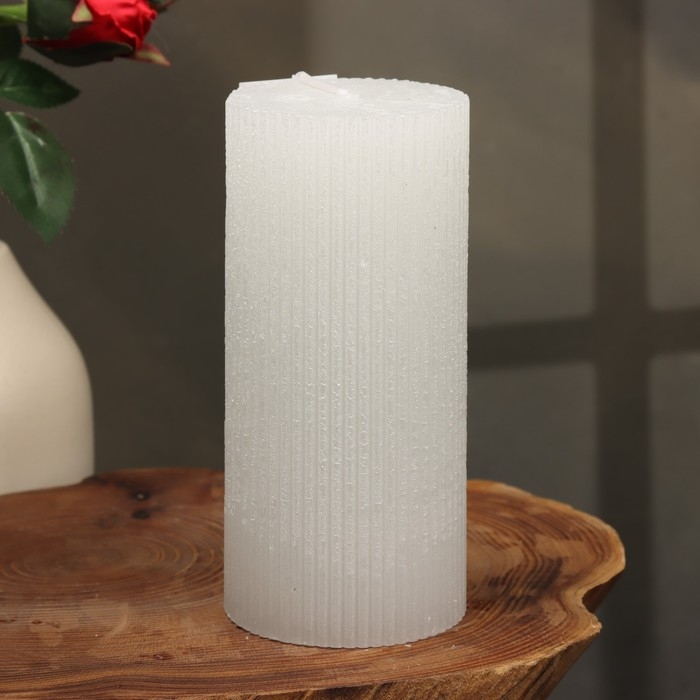 Свеча "Рельеф", 7&times;15см, перламутровый металлик