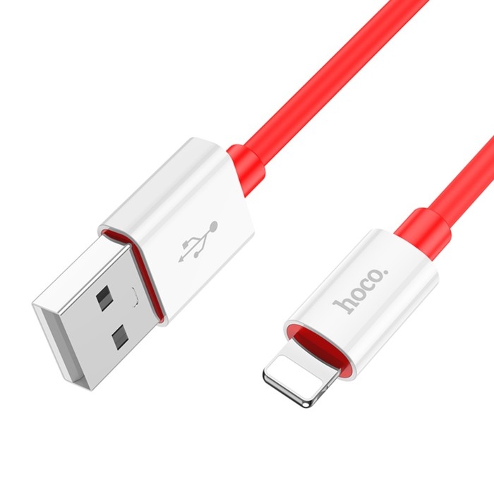Кабель Hoco X87, Lightning - USB, 2.4 А, 1 м, оплётка силикон, красный Кабель Hoco X87, Lightning - USB, 2.4 А, 1 м, оплётка силикон, красный