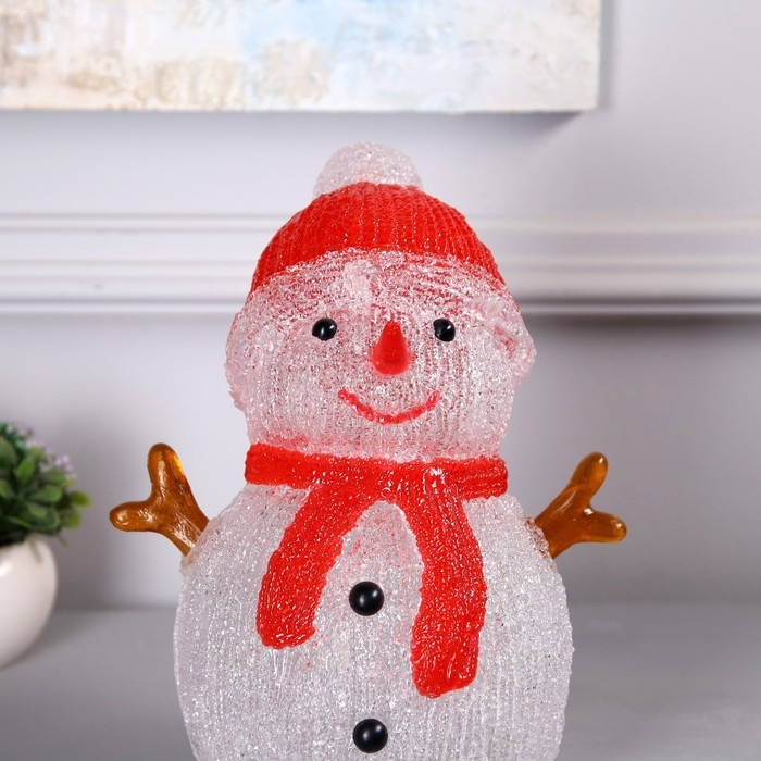 Светодиодная фигура «Снеговик» 15 × 16 × 10 см, акрил, 20 LED, батарейки АА × 3 (не в комплекте), свечение белое Светодиодная фигура «Снеговик» 15 × 16 × 10 см, акрил, 20 LED, батарейки АА × 3 (не в комплекте), свечение белое