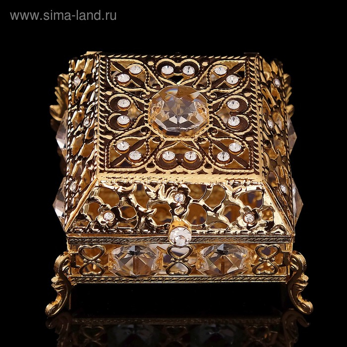 Шкатулка «Грация», с зеркалом, 5,8×5.8×4.4 см, с кристаллами Шкатулка «Грация», с зеркалом, 5,8×5.8×4.4 см, с кристаллами