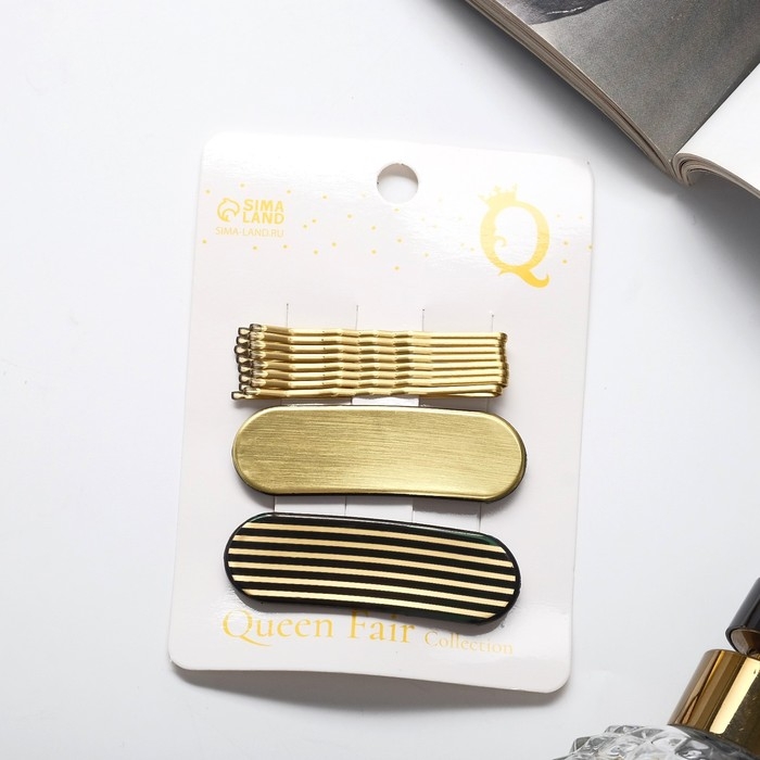 Невидимка для волос  Невидимка для волос "Герти" (набор 10 шт) полосы, 5 см, золото