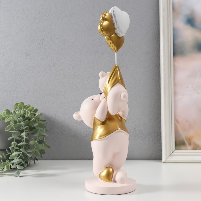 Сувенир полистоун Сувенир полистоун "Мишка держит медвежонка с шариками" 10х13х36 см