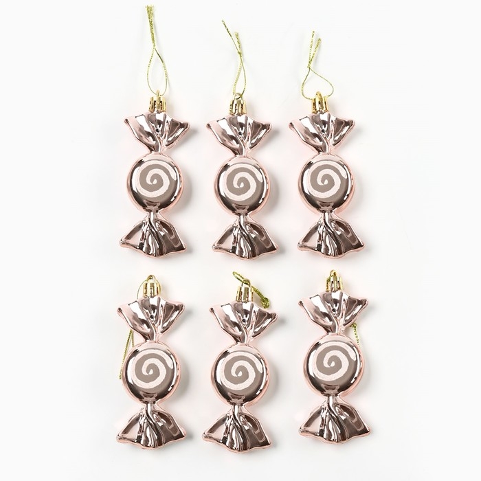 Ёлочные игрушки новогодние «Новый год: Конфетки», цвет розовый Ёлочные игрушки новогодние «Новый год: Конфетки», цвет розовый