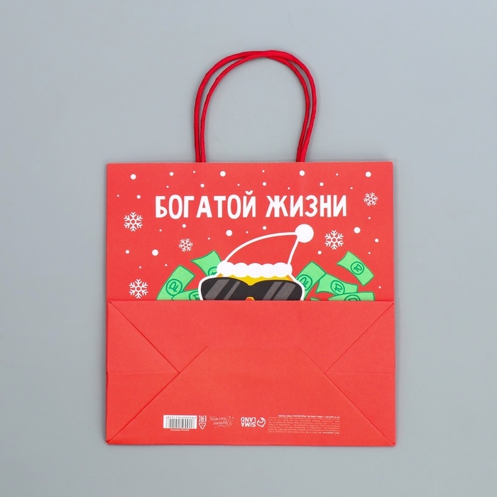 Пакет подарочный новогодний крафтовый «Что-то на богатом», 22 х 22 х 11 см Пакет подарочный новогодний крафтовый «Что-то на богатом», 22 х 22 х 11 см