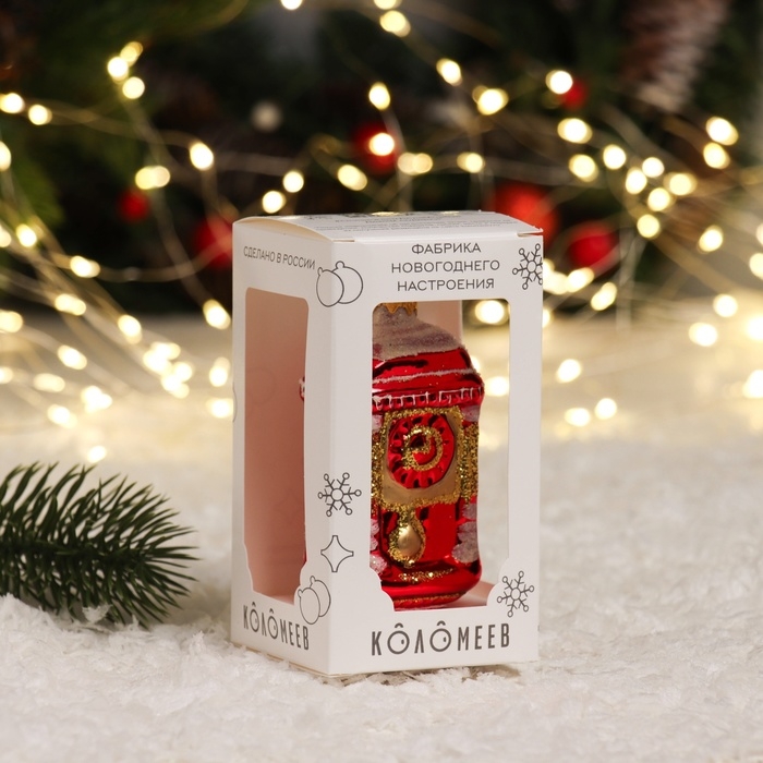 Ёлочное украшение Ёлочное украшение "Часы-тумба" красный,, в подарочной упаковке h-9см