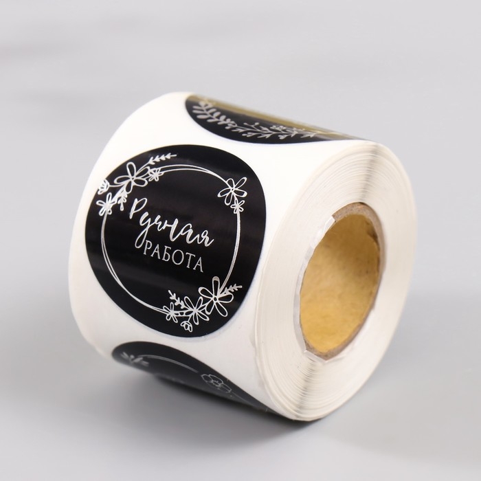 Наклейка бумага Наклейка бумага "Цветочные венки" тиснение серебро d=3,8 см 252 шт в рулоне