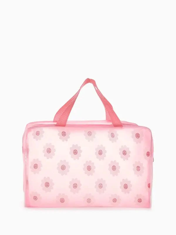 Косметичка-сумка на молнии для бассейна, с ручками, средний размер, розовая