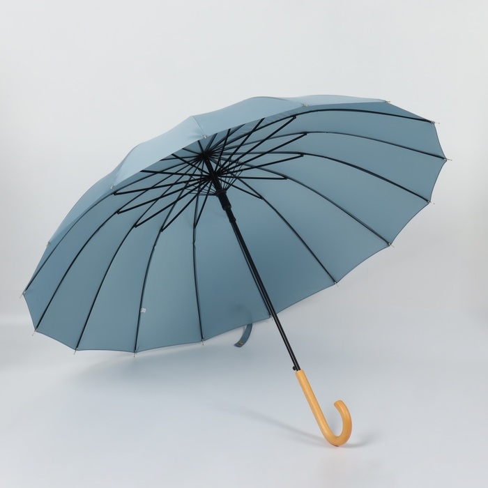 Зонт - трость полуавтоматический «Пастель», 16 спиц, R = 52/60 см, D = 120 см, цвет синий Зонт - трость полуавтоматический «Пастель», 16 спиц, R = 52/60 см, D = 120 см, цвет синий