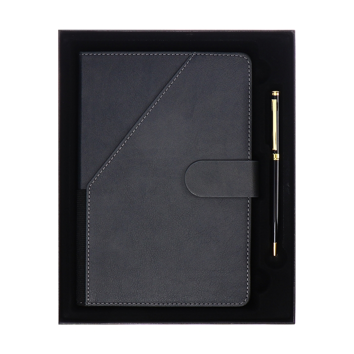 Ежедневник недатированный А5, 140л, клетка, к/зам, с ручкой, в подар. короб., Серый Ежедневник недатированный А5, 140л, клетка, к/зам, с ручкой, в подар. короб., Серый