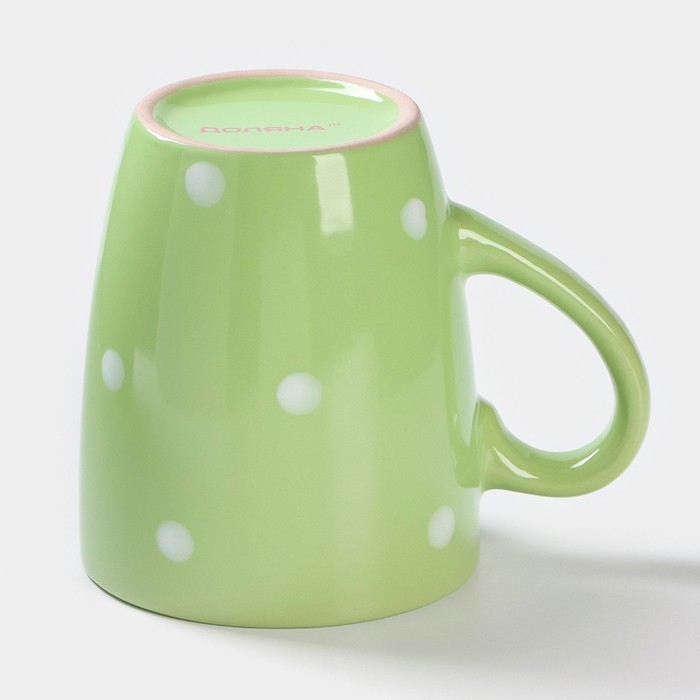 Кружка керамическая Доляна «Зелёный Горох», 360 мл, цвет зелёный Кружка керамическая Доляна «Зелёный Горох», 360 мл, цвет зелёный