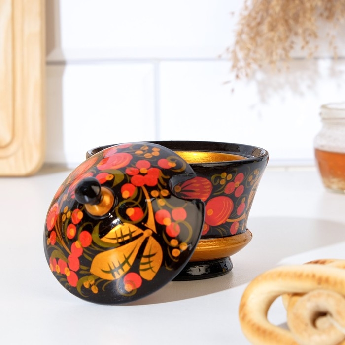 Солонка «Ягодка», большая, 7×10 см, хохлома Солонка «Ягодка», большая, 7×10 см, хохлома