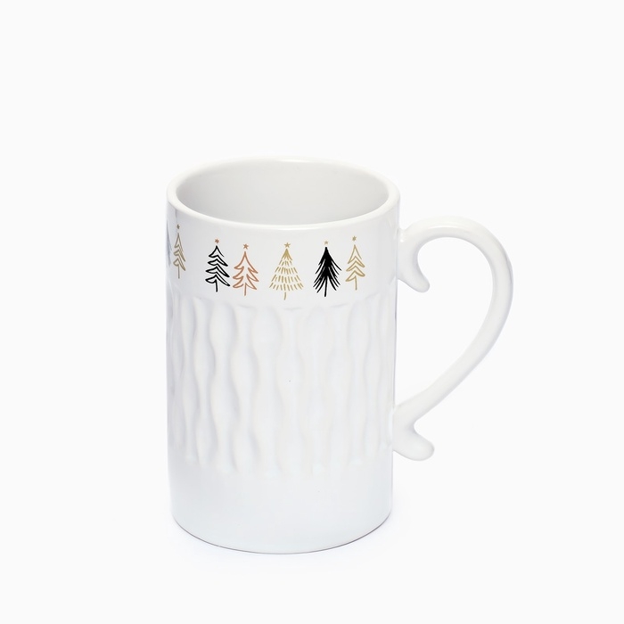 Кружка с рельефом керамическая новогодняя Дорого внимание «Ёлочки», 300 мл Кружка с рельефом керамическая новогодняя Дорого внимание «Ёлочки», 300 мл