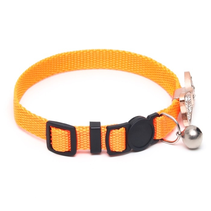 Ошейник кошачий Ошейник кошачий "Бантик" со стразами, 30 х 1 см, оранжевый