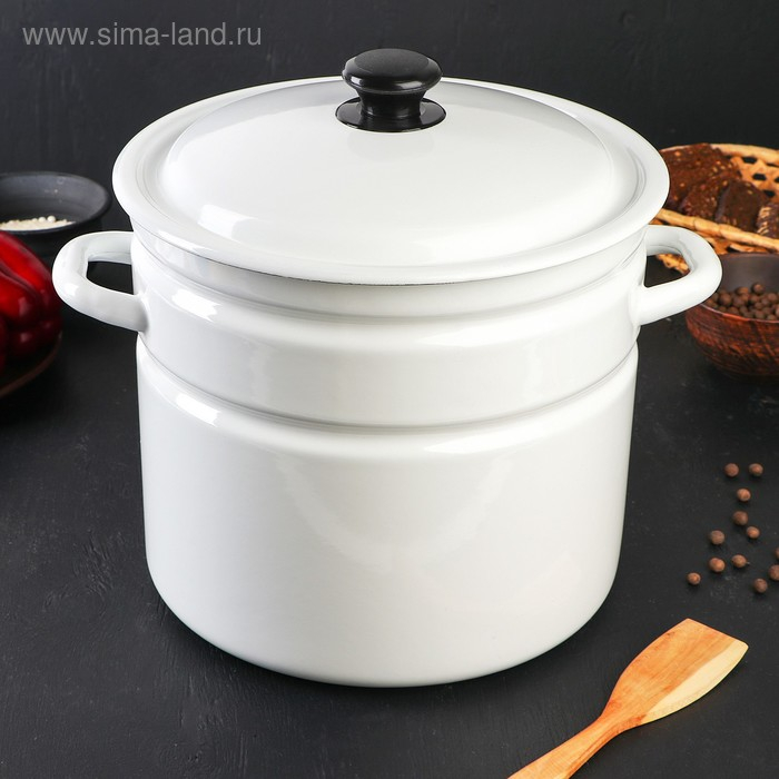 Кастрюля эмалированная цилиндрическая, 10 л, без деколи, цвет белый Кастрюля эмалированная цилиндрическая, 10 л, без деколи, цвет белый