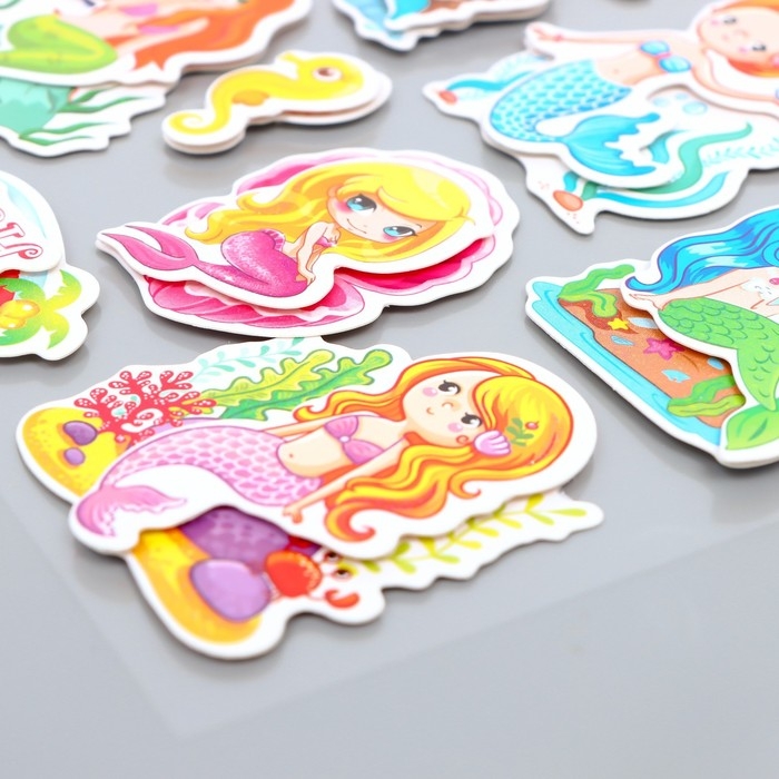 Наклейка пластик, картон 6D с блёстками Наклейка пластик, картон 6D с блёстками "Мир русалок" 25,5х17,5 см