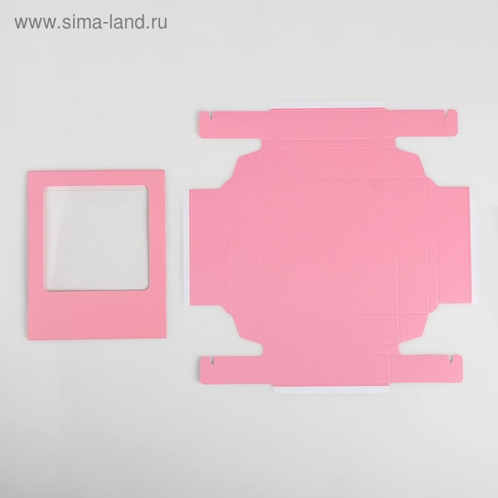 Коробка под 9 конфет с обечайкой, розовый, 14,5 х 14,5 х 3,5 см Коробка под 9 конфет с обечайкой, розовый, 14,5 х 14,5 х 3,5 см