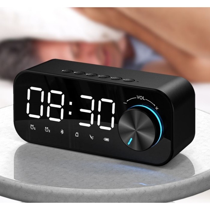 Часы - будильник электронные настольные: колонка, bluetooth, tf-карта, 14.2 х 6 см, USB Часы - будильник электронные настольные: колонка, bluetooth, tf-карта, 14.2 х 6 см, USB